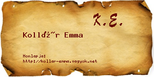 Kollár Emma névjegykártya